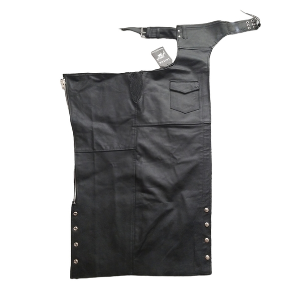Jafrum Motorcycle Gear Mens XL Heavy Leather Chaps Biker Riding Black - Picture 1 of 7